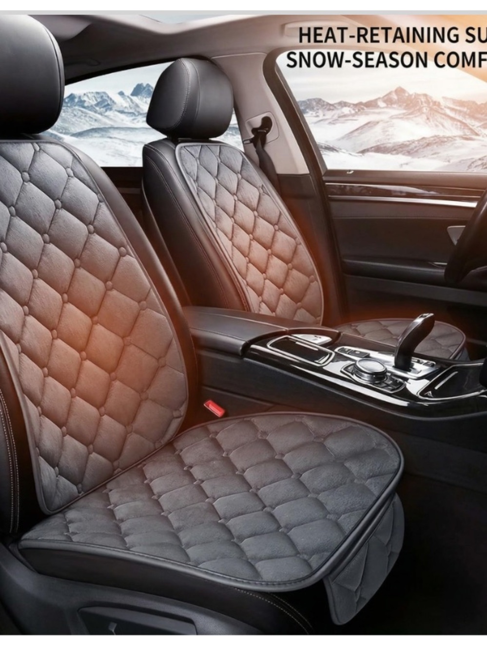 Front Seat Cushion with Back Support High-Density Filling Winter Warmth - GRAY